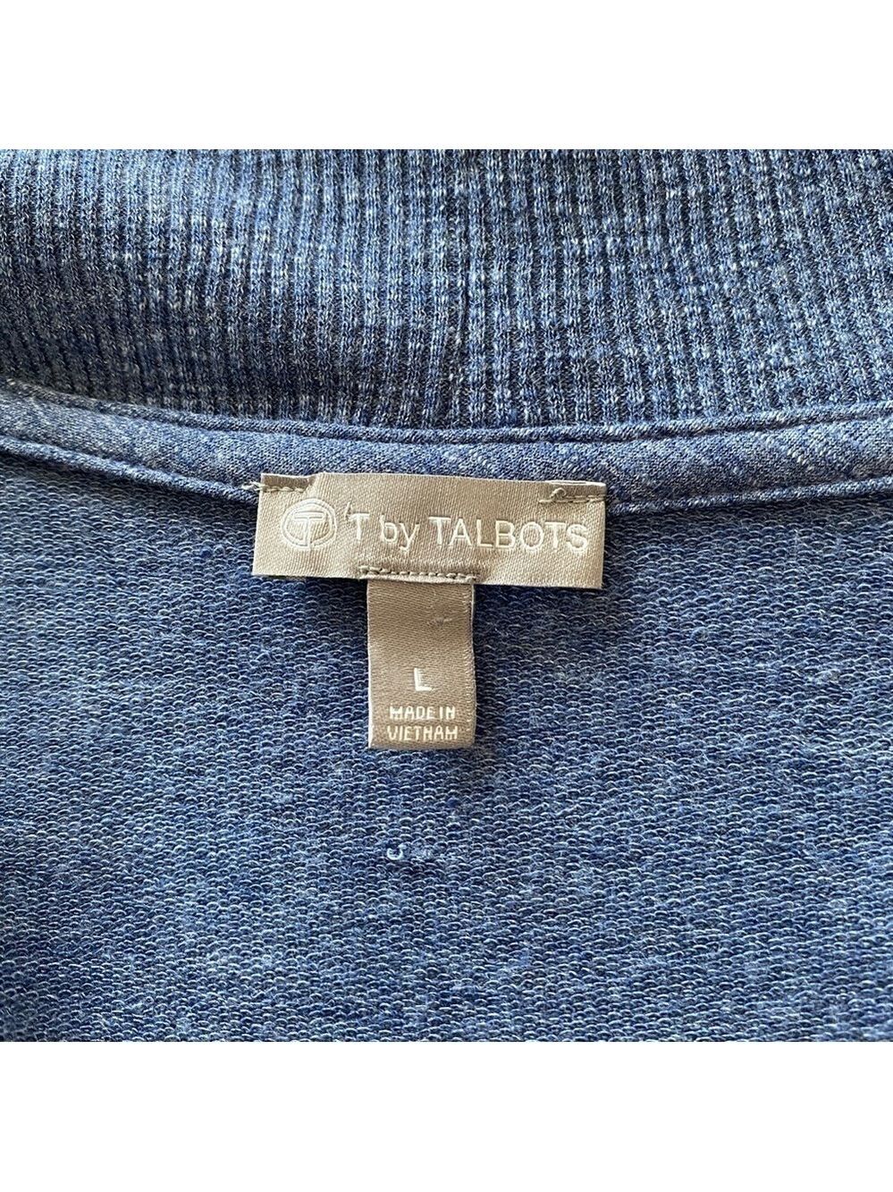 T by Talbots Heather Blue Open Front Cardigan Pockets Size L - Picture 5 of 9